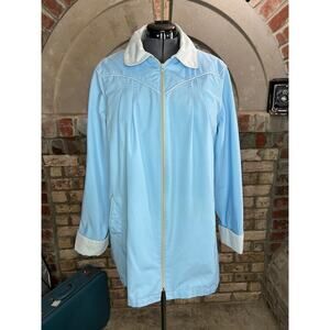 Jacket 1980s hood blue cream